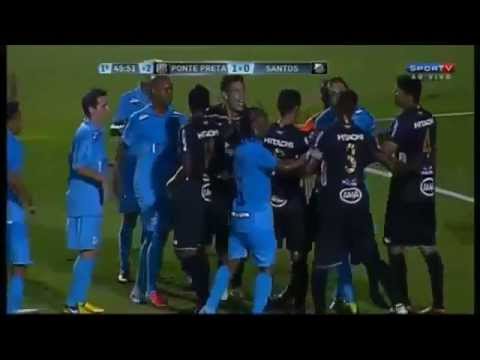 Neymar Expulsion Red Card Ponte Preta vs Santos 3 1 17 02 2013
