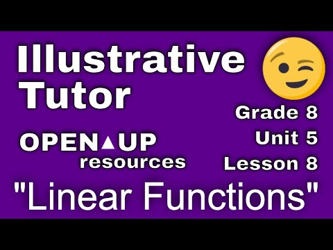 😉 8th Grade, Unit 5, Lesson 8 "Linear Functions" | Illustrative Mathematics | Open Up Resources