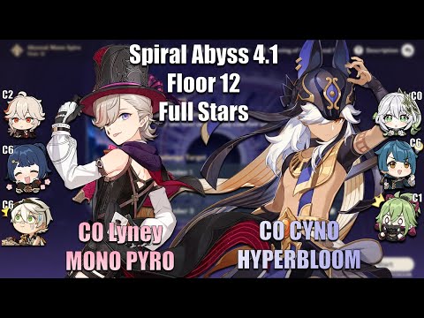4.1 Spiral Abyss Floor 12 9* Star Clear - C0 Lyney and C0 Cyno | Genshin Impact