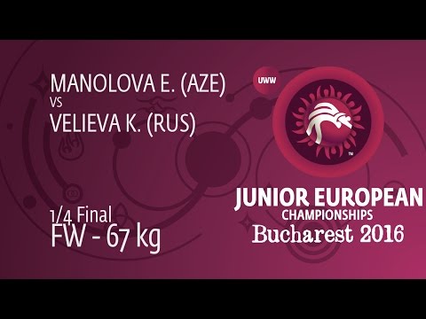1/4 FW - 67 kg: E. MANOLOVA (AZE) df. K. VELIEVA (RUS) by FALL, 4-0
