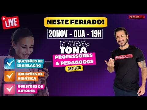 🔴Ao vivo: MARATONA DE QUESTÕES! Venha resolver questões de LEGISLAÇÃO, DIDÁTICA E AUTORES!