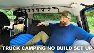 Truck Camping No Build Set Up - How I Sleep in Back Seat of My Truck