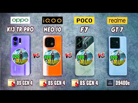 Oppo K13 Turbo Pro vs iQOO Neo 10 vs Poco F7 vs realme GT 7 vs GT 7T Bgmi Test - Comparison |Agaro