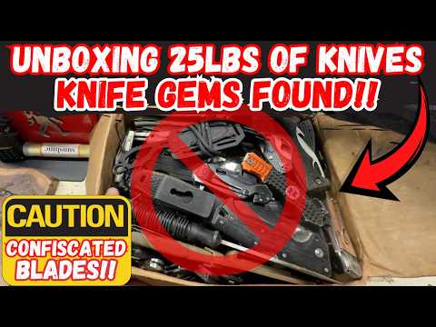Unboxing 25LBs of Confiscated TSA Knives From California!!  Gems Found!