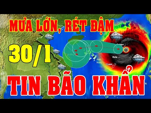 Tin bão Mới Nhất | Dự báo thời tiết hôm nay ngày mai 30/1 | dự báo thời tiết 3 ngày tới#baoso16