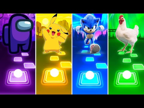 Among Us vs Pikachu vs Sonic vs Chicken - Tiles Hop EDM Rush