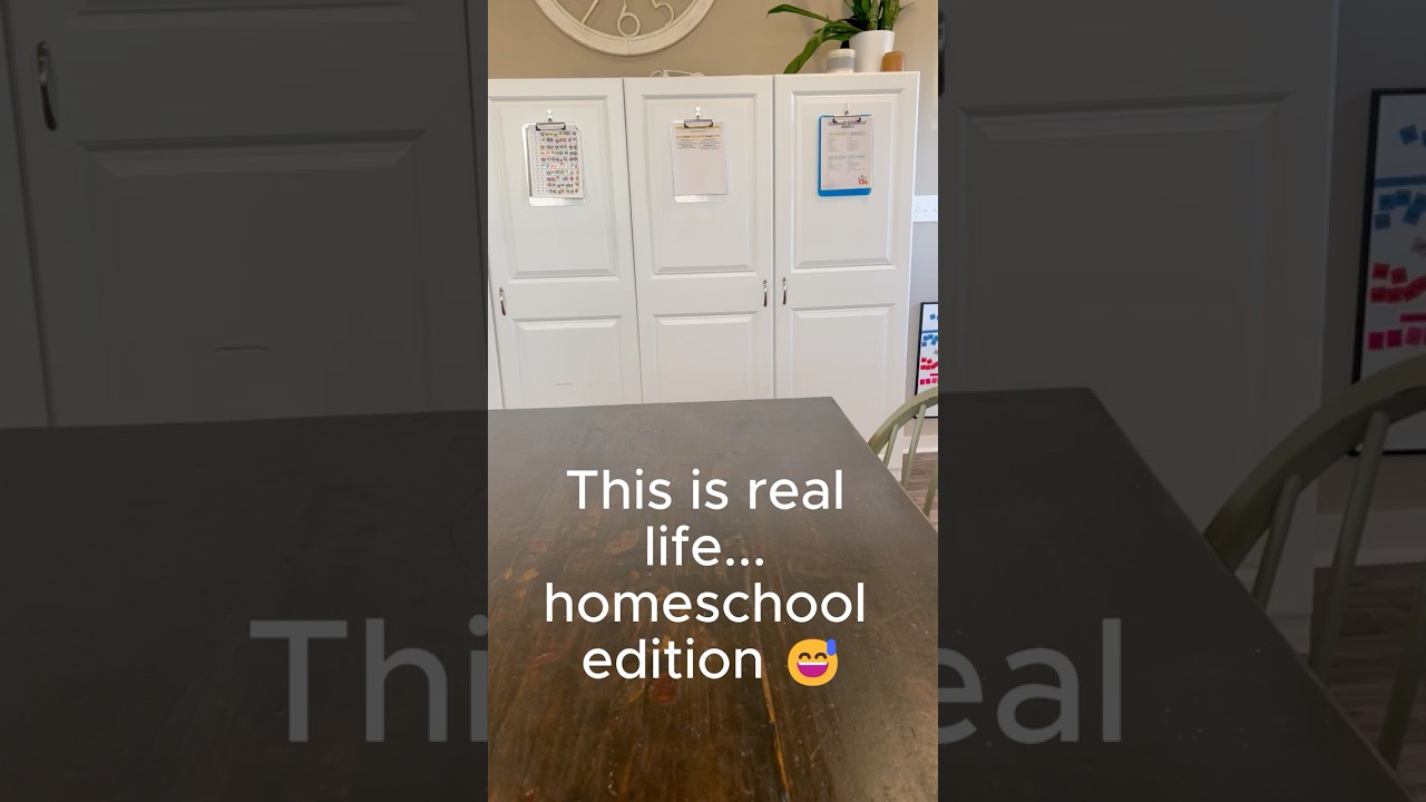 Simple & Realistic Homeschool Space Setup | Kitchen Table Homeschool Tour #secularhomeschool
