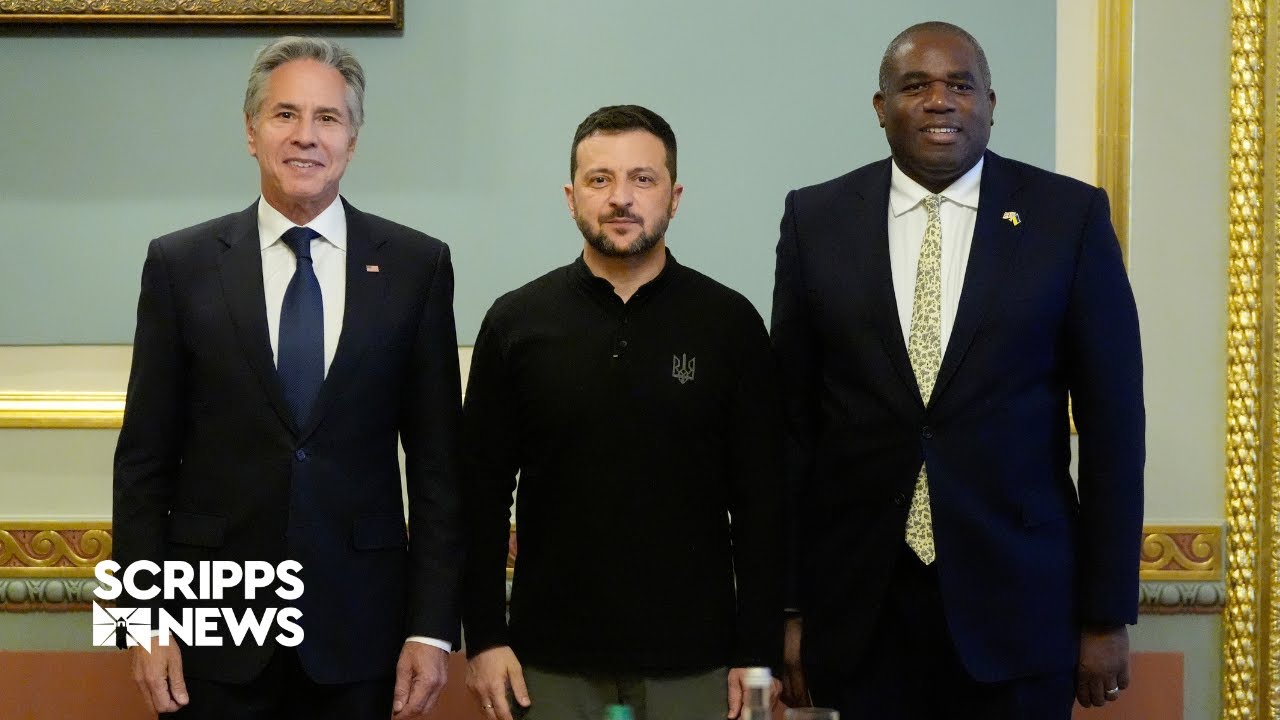 Blinken and UK Foreign Sec. Lammy in Kyiv discussing arms restrictions in Russia war