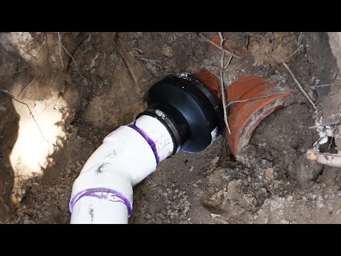 How to Connect PVC pipe to Clay Sewer Pipe using Fernco Coupling