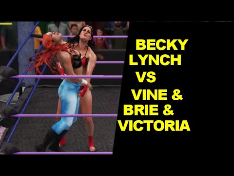 WWE 2K18 Becky Lynch vs Vine & Brie Bella & Victoria Kay - 3 on 1 Elimination Match