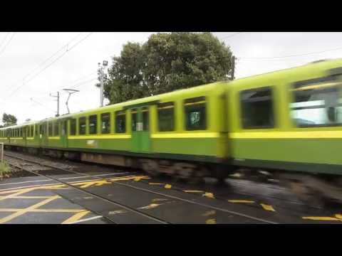 Dart class 8100 EMU (8314 and 8102) - Passes by Baldoyle Road level crossing.