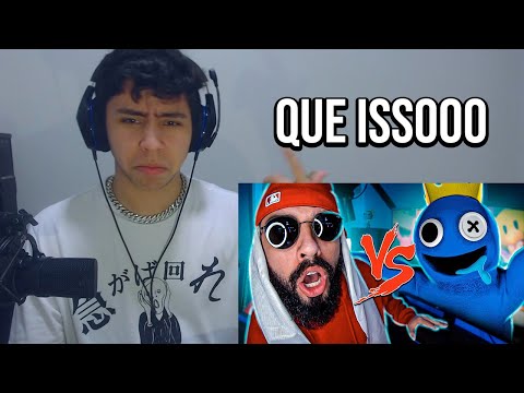 REACT Azul Babão do Roblox (Rainbow Friends) Vs. Mussoumano - Batalha com Games