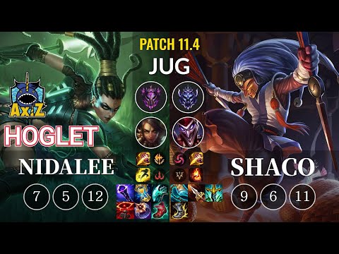 AXIZ Hoglet Nidalee vs Shaco Jungle - KR Patch 11.4