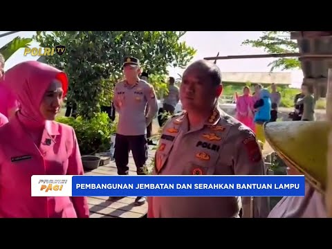 KAPOLDA KALTARA TINJAU PEMBANGUNAN JEMBATAN DAN BERI BANTUAN LAMPU TENAGA SURYA