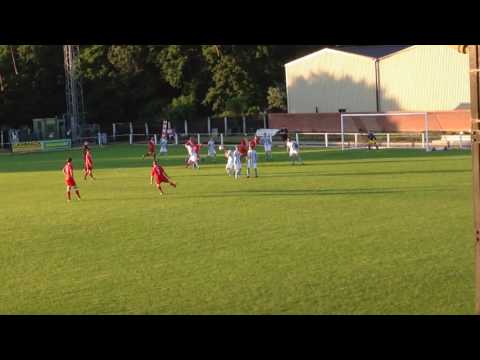 Tom Cook scores for Halstead Town to put them Level against Felixstowe & Walton Res