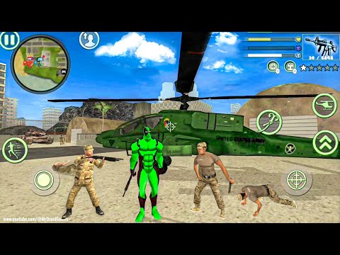 Green Deadpool Rope Vice Town City - Fun at Military Base - Android Gameplay