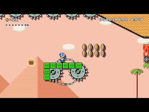 Angry Sun's Pipeline Desert by tobi_mh_fw 🍄 Super Mario Maker 2 #aej 😶 No Commentary