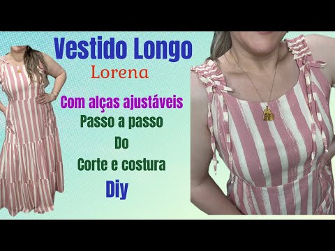 Long dress with adjustable straps, cut and sewn #sewing #dress #dresses