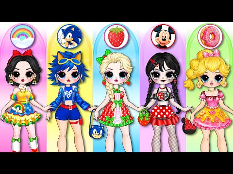 Disney Princess & Ladybug Dress Up in Colorful Rainbow, Minnie Mouse Fashion 🌈