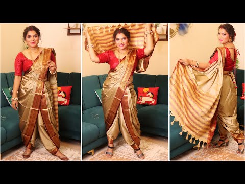 How To Wear Nauvari Saree | Dhoti Style Saree draping| Maharashtrian Saree Draping| Silk Saree