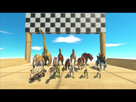 ALL DINOSAURS RACE TO GET CAPTURE FLAG  - Animal Revolt Battle Simulator