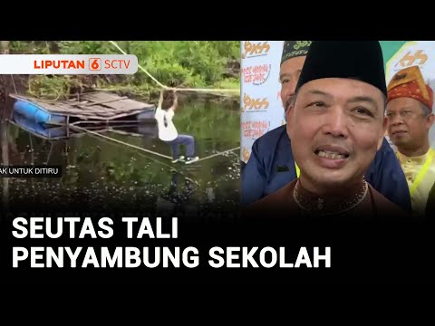 Perjuangan Anak Sekolah di Mempawah Menyeberangi Sungai dengan Seutas Tali | Liputan 6