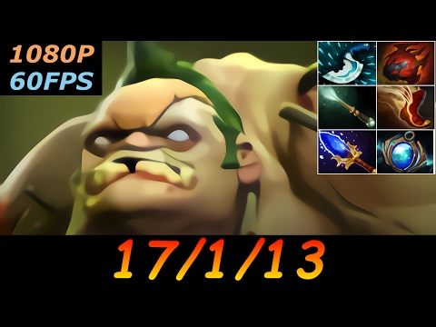 Dota 2 Pudge Pro 17/1/13 (Kills/Deaths/Assists) Top MMR 520 GPM Ranked Full Gameplay