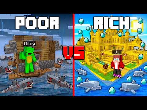 Mikey POOR vs JJ RICH Sea House Battle in Minecraft - Maizen
