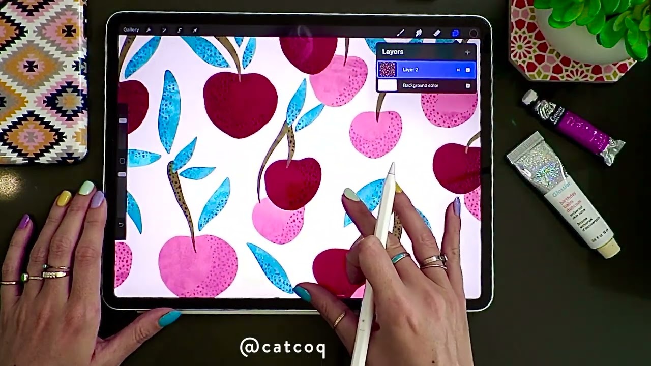 Seamless Pattern in Procreate: Cherries!