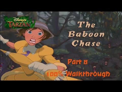 Disney's Tarzan (PS1) 100% Walkthrough - Part 8 - Level 7: The Baboon Chase (Hard)