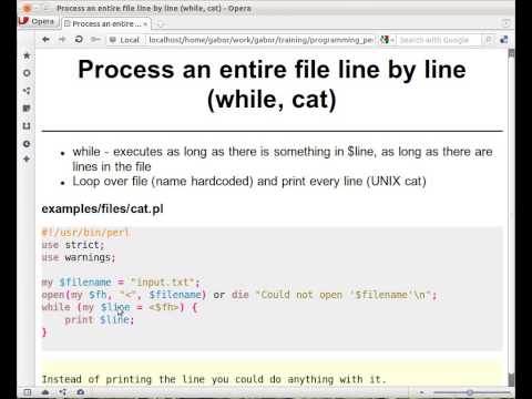 Beginner Perl Maven tutorial: 3.9 - read file line by line
