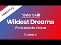 Wildest Dreams - Taylor Swift - Piano Karaoke Instrumental - Lower Key
