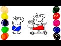 Peppa And George Racing On Scooters And Skates ️ Fun Coloring For Kids And Toddlers