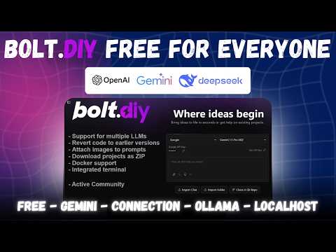 Bolt.DIY - Free Open Source AI Coder (Full Setup & Tutorial) | Access Bolt.new For Free [Hindi]
