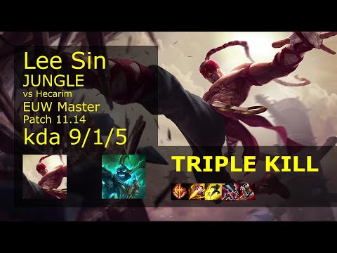Lee Sin vs Hecarim Jungle - EUW Master 9/1/5 Patch 11.14 Gameplay