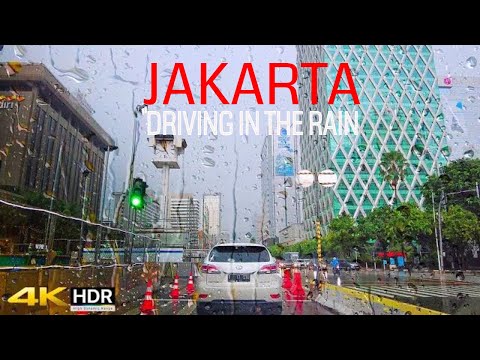 [4K HDR] DRIVING IN THE RAIN - DOWN TOWN - JAKARTA INDONESIA ASMR