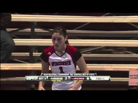 NCAA Women's Volleyball 2013 Wisconsin vs Florida State [Set 3 Part 1]