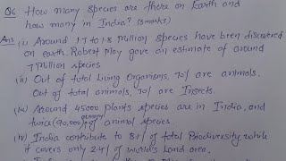 Q.6 How many Species are there on Earth and How many in India? class 12th bio CBSE, NEET.