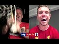 Jordan Henderson celebrates the Premier League title with Jamie Carragher 🍾🏆