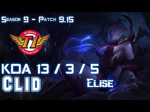 SKT T1 Clid ELISE vs TALIYAH Jungle - Patch 9.15 KR Ranked