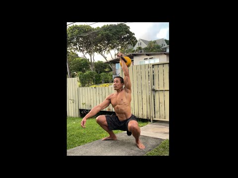 Day 258 FitPro Hawaii Workout - 16 kg. Kettlebell Side Press to Overhead Squat - 1/28/21 5:50 pm