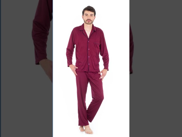 Vídeo relacionado con Bresdk Pijamas Hombre Invierno Algodón Largo Conjunto de Pijama Manga Larga Cuello en V y Pantalón a Cuadros Ropa de Dormir con Bolsillos Azul-B M