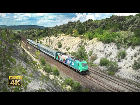 Rail traffic in Hungary - Main western railway line (Budapest - Hegyeshalom - Rajka vasútvonal) [4K]