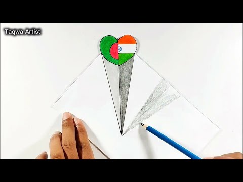How to draw a flag | Heart drawing with flag - Bangladesh vs India