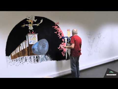 Øystein Dolmen tegner på Rockheim