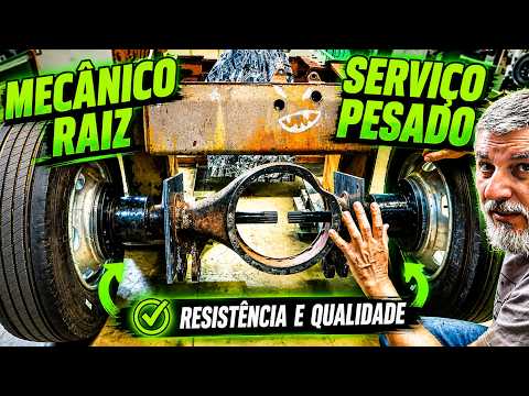 ADAPTANDO EIXO NA ESCAVADEIRA HIDRÁULICA FEITA DE SUCATA