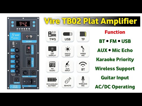 Vire TB01/02 Plat 2*50W Plate Amp. With Karaoke Function & Guitar Input AC DC Supply | You Like El.