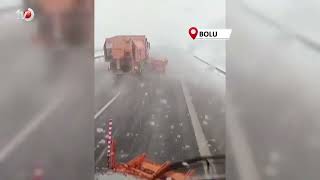 Bolu Geçişinde Yoğun Kar Yağışı Etkili Oldu