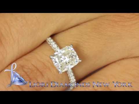 ER-SOLD-172 - 3.30 Carat F-SI1 Cushion Cut Diamond Engagement Eternity Ring 14k EGL Certified