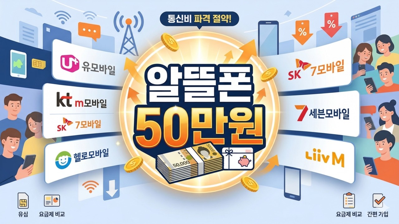 알뜰폰 50만원 통신비 지원받으세요